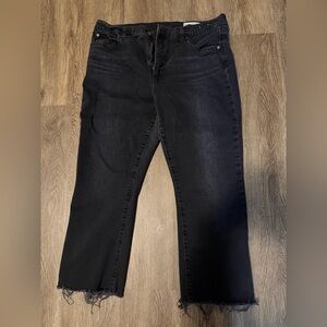 GAP Women's Dark Black Straight-Leg Jeans kick fit